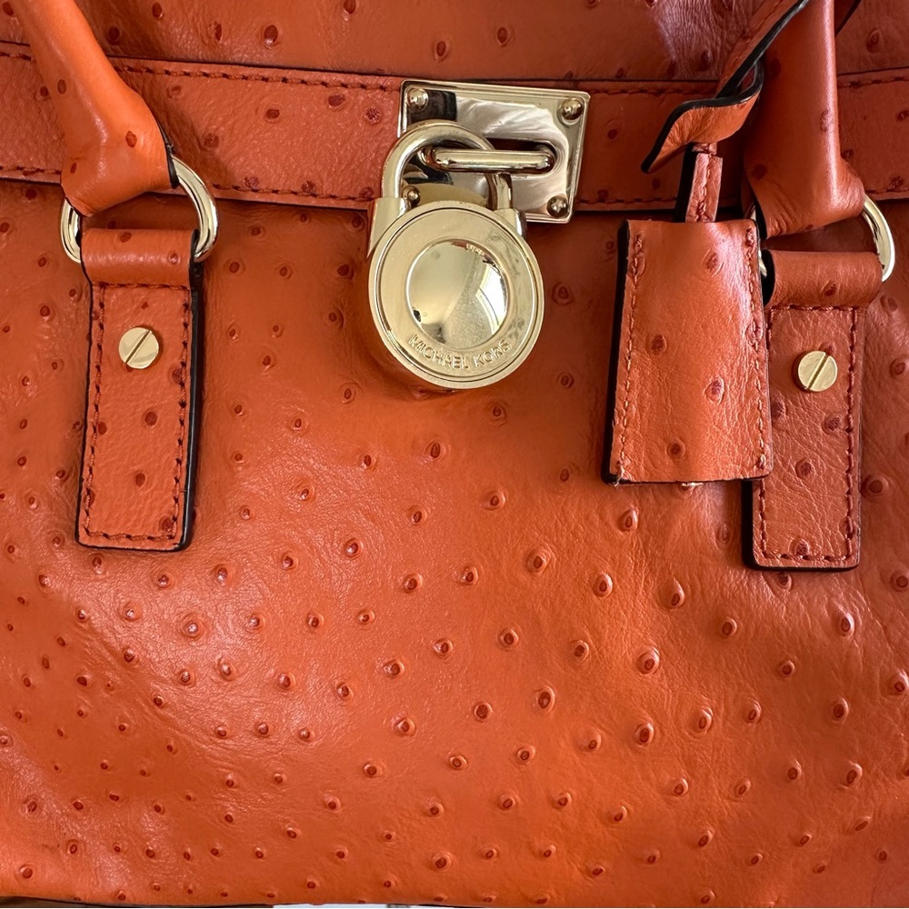 NWOT Michael Kors Orange Ostrage Embossed Leather Shoulder Bag with Gold Accents - Picture 5 of 12